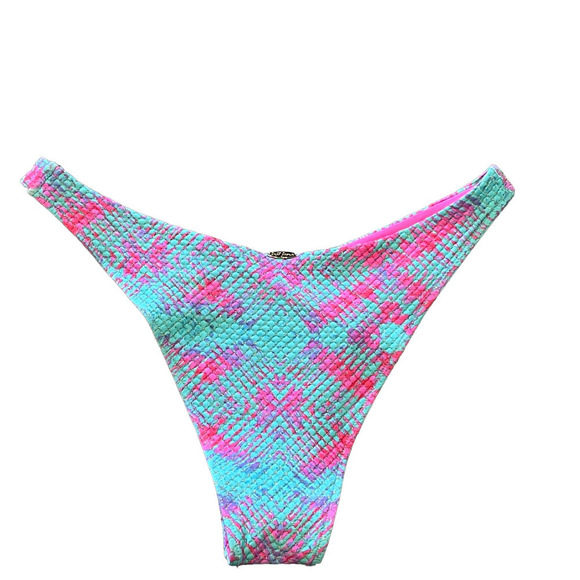 luli fame Women's Multicolor Shock Waves High Leg Brazilian Bottom Size L NWT - Picture 6 of 12